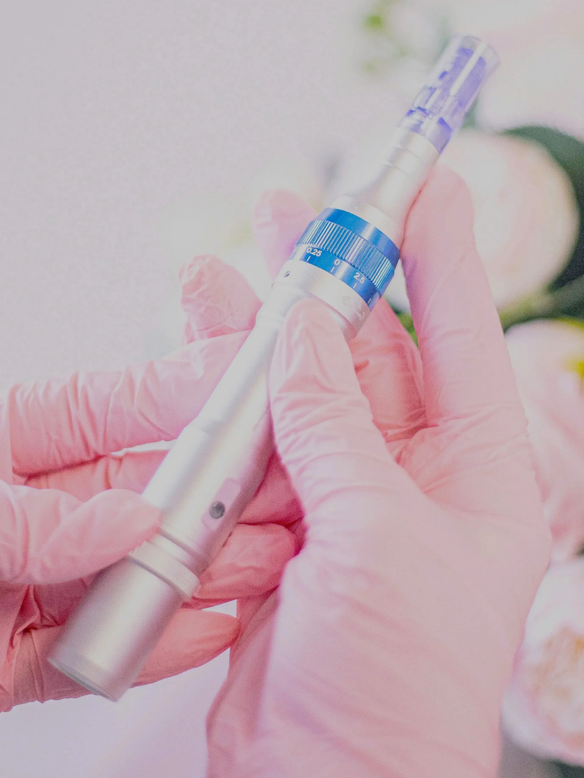 Close-up of professional microneedling treatment pen